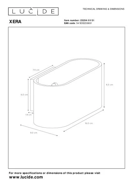 Lucide XERA - Wandlamp - 1xG9 - Wit - technisch